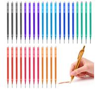 Lot de 32 Recharge Compatible Avec Legami, Mines de Rechange Effaçables Multicolores, Pointe 0,7 mm, Hauteur 13 cm, Encre pour Étudiants et Bureau, Prise de Notes et Calligraphie, Multicolore-32