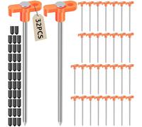 Lot de 32 sardines de camping en acier 18 cm Réfléchissants Piquets de tente stables en forme de T Ultra légers Heavy Duty Piquets de tente pour tentes, auvents, bâches, clôtures, parasols