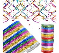 Lot de 32 serpentins - 10 m de ruban cadeau - Doré, vert, rouge, bleu, violet, vert, argent, champagne, rose, curling - Décoration de fête pour anniversaire, mariage, discothèque, ballons artisanaux