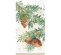 Lot de 32 serviettes pour invités de Noël - Motif branches décoratives - 3 plis - Lot de 2 paquets de 16 unités