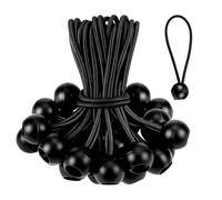 Lot de 32 tendeurs en caoutchouc robustes avec boule de 10 cm pour tentes de camping, bannières, auvents, bâches