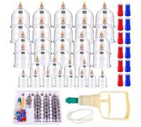 Lot de 32 ventouses chinoises avec pompe à vide, lot de 32 ventouses médicales avec aimants thérapeutiques et grattoir pour fascias, thérapie chinoise traditionnelle