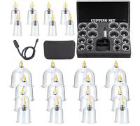 Lot de 32 ventouses en verre avec pompe à vide, pour le visage et le corps, avec aimants pour point d'acupression, avec boîte de rangement, ensemble de ventouses pour tout le corps, détendre les