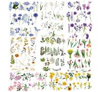 Lot de 320 Autocollants Floraux - Stickers Rétro de Plantes pour Scrapbooking et Décorations de Carnet de Notes aux Fleurs Colorées