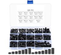 Lot de 320 entretoises rondes pour vis M3 M4, entretoises rondes en nylon, rondelles d'espacement isolées sans colonnes filetées, rondelles d'isolation en ABS noir
