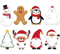 Lot de 320 étiquettes autocollantes pour cadeaux de Noël - 8,4 x 5,8 cm - Bonhomme de neige, Père Noël, pain d'épices - Pour cadeaux de Noël, boîtes cadeaux, sacs, décorations en papier d'emballage