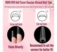 Lot De 320 Faux Ongles Ovales Russes En Forme D'amande - Gel Souple En Acrylique - Pour Manucure Russe - Bords Sculptés 3d - Extra Longs - Xl Xxl - Double Mat - Pointe Française Pré-Limée -