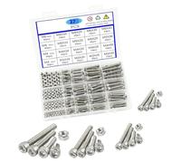 Lot de 320 vis à écrous en acier inoxydable - Accessoires combinés - Plusieurs spécifications - Mallette de rangement - Vis incluses pour meubles de jardin