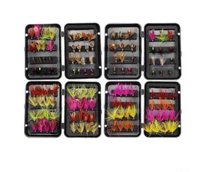 Lot de 3224 mouches de pêche à la mouche comprenant des mouches sèches, humides, nymphes, fourmis pour bar, truite, saumon pour pêche au printemps à l'automne (C-32 pièces)
