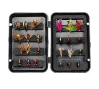 Lot de 3224 mouches de pêche à la mouche pour bar, truite, saumon avec sec, humide, nymphes, fourmis, convient pour le printemps, l'été, l'automne et les saisons de pêche (C-24 pièces)