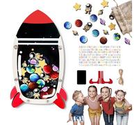 Lot de 33 bocaux de récompense magnétiques pour enfants - Bocal de récompense fusée Explorateur spatial avec lettres autocollantes colorées | Tableau du comportement et des corvées des enfants pour