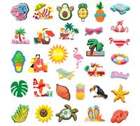 Lot de 33 breloques crocs d'été - Jolies décorations de chaussures en PVC pour Crocs - Accessoires de chaussures imperméables et colorés - Breloques de plage pour enfants, filles, garçons et