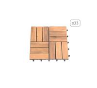 Lot de 33 dalles bois d'acacia - BEAU RIVAGE - Terrasse - Blanc - 30x30 cm - Finition huilée