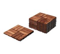 Lot de 33 Dalles de Terrasse en Bois d'Acacia Mosaïque 30x30cm Clipsables 3m² Balcon Jardin Extérieur Hobby Tech