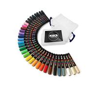 Lot de 33 marqueurs de couleur PC-5M dans des tubes en plastique transparent - Posca