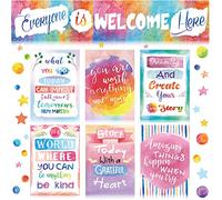 Lot de 33 tableaux d'affichage aquarelle « Everyone is Welcome Here » pour salle de classe, bureau, chambre à coucher, ferme
