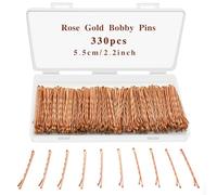 Lot de 330 épingles à cheveux blondes en or rose pour femmes et filles, 5,6 cm de long, super adhérentes, avec boîte