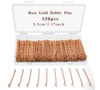Lot de 330 épingles à cheveux blondes en or rose pour femmes et filles, 5,6 cm de long, super adhérentes, avec boîte