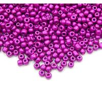 Lot de 3300 perles de rocaille en verre de 3 mm - Couleur métallique - 8/0 - Perles poney transparentes - Mini perles rondes - Perles métalliques (violet)