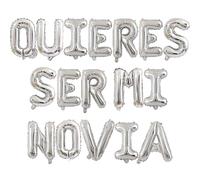 Lot de 34 ballons en aluminium QUIERES SER MI NOVIA - 40,6 cm - Décoration de fête - Fournitures de fête