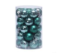 Lot de 34 boules de Noël de 40 mm avec boîte de rangement, décorations incassables aux couleurs et finitions assorties pour décoration de sapin de Noël (vert)