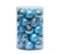 Lot de 34 boules de Noël en plastique de 40 mm avec boîte de rangement pour une organisation facile (bleu peu profond)