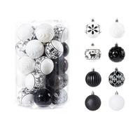 Lot de 34 boules de Noël en plastique de 6 cm - Boules de Noël - Boules de Noël blanches or rouge bleu noir - Décoration de Noël (noir)