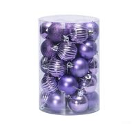 Lot de 34 boules de Noël en plastique incassable - avec boîte de rangement pour une organisation facile - 40 mm (violet)