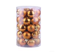 Lot de 34 boules de Noël en plastique incassable - Avec boîte de rangement pratique pour l'organisation - 40 mm (cuivre antique)