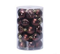 Lot de 34 boules de Noël en plastique incassable - Avec boîte de rangement pratique pour l'organisation - 40 mm (café)