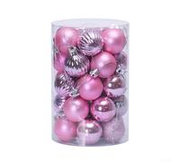 Lot de 34 boules de Noël en plastique incassable pour décoration de vacances avec boîte de rangement pour une organisation facile (rose) 40 mm