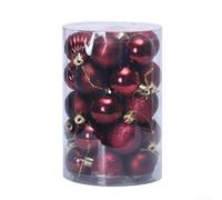 Lot de 34 boules de Noël en plastique incassable pour décoration de vacances avec boîte de rangement pour une organisation facile (vin rouge) 40 mm