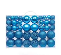 Lot de 34 boules décoratives pour sapin de Noël, couleurs et finitions assorties (bleu)
