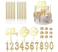 Lot De 34 DéCorations De GâTeau D'Anniversaire,Boules De DéCoration De GâTeau,Pour Les Anniversaires, Les BaptêMes,Pour DéCoration De GâTeau, Cupcake, DéCoration