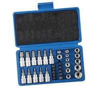 Lot de 34 douilles Torx Star et embouts mâles femelles E Security en acier au chrome vanadium pour T10 à T60 E4 à E20 Inviolable Kit d'entraînement robuste pour automobile mécanique garage