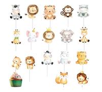 Lot de 34 Jungle Cupcake Topper Couvercle de gâteau Muffin