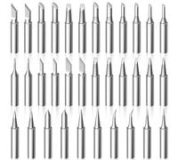 Lot de 34 pannes de fer à souder, 900M-T, en cuivre, sans plomb, kit de pannes à souder en cuivre, socle à souder, panne de fer à souder universelle, pointes de fer à souder pour soudage (argenté)