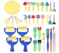 Lot de 34 pinceaux champignons, ensemble éponge peinture enfants, outils éducation précoce bricolage art
