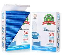 Lot de 34 sacs de recharge pour seau à couches - 1088 sacs compatibles avec système d'élimination Arm & Hammer - 100% des odeurs - Recharges pour seau à couches