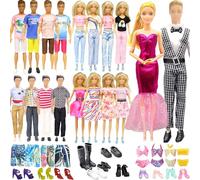 Lot de 34 vêtements et accessoires compatibles avec et les poupées de fille comprenant 1 costume, 1 robe de soirée, 4 vêtements de loisirs, 2 robes, 2 vêtements, 2 maillots de bain, 13 chaussures
