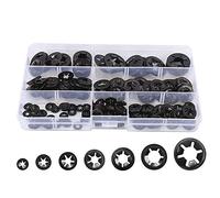 Lot de 340 rondelles Starlock à dents internes, rondelles de verrouillage à vitesse rapide en acier métallique, fixations à clips à pression, finition oxyde noir 65Mn, M3, M4, M5, M6, M8, M10, M12