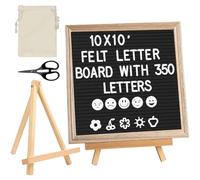 Lot de 340 tableaux à lettres en chêne avec chevalet, sac de rangement, tableau mémo pour bureau à domicile, chambre d'enfant, cuisine, décoration murale et tableau d'inspiration (noir)