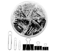 Lot de 340 trombones de tailles assorties, tailles grandes, moyennes et petites tailles, fournitures de bureau mignonnes pour fournitures scolaires et essentiels de bureau (noir)