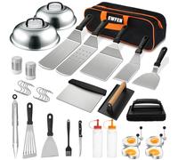Lot de 35 Accessoires de Gril à Dessus Plat pour Blackstone et Camp Chef, Ensemble de spatules de Barbecue avec spatules élargies, Couvercle à badigeonner, grattoir pour Barbecue extérieur