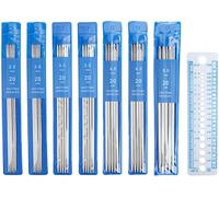 Lot de 35 aiguilles à tricoter 20 cm en acier inoxydable à double pointe avec jauge d'aiguille, 2,0 mm à 5,0 mm pour chaussettes, ensemble d'aiguilles à tricoter pour débutants et petits projets