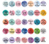 Lot de 35 aimants de réfrigérateur Ronds avec Citation inspirante pour réfrigérateur, Aquarelle, pour Salle de Classe, Tableau Blanc, casier, Fournitures de réfrigérateur