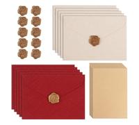 Lot de 35 articles de papeterie avec enveloppes, papier de lin et joint d'étanchéité pour invitations, vœux, décoration rétro pour lettres