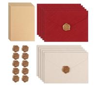 Lot de 35 articles de papeterie vintage en lin avec enveloppes, papier à lettre et autocollant en cire pour invitations, lettres d'amour, ensemble de papeterie rétro