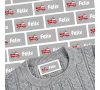 Lot de 35 autocollants nominatifs pour vêtements et textiles - Autocollants avec nom et pompiers pour t-shirts ou pantalons - Idéal pour l'école et la maternelle - Imperméables et lavables au