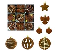 Lot de 35 boules de Noël - Ampoules lutins scintillantes pour décoration de sapin de Noël - Flocage incassable à suspendre pour décoration de fête (marron)